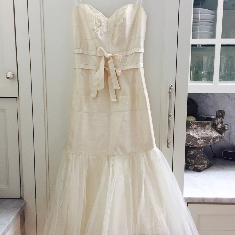 ABS off white tulle silk dress sz 00 bridal shower / rehearsal dress